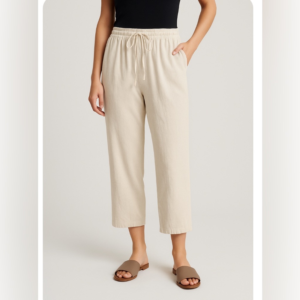 220 Hickory Flax Linen Blend Cropped Pants - Size Medium